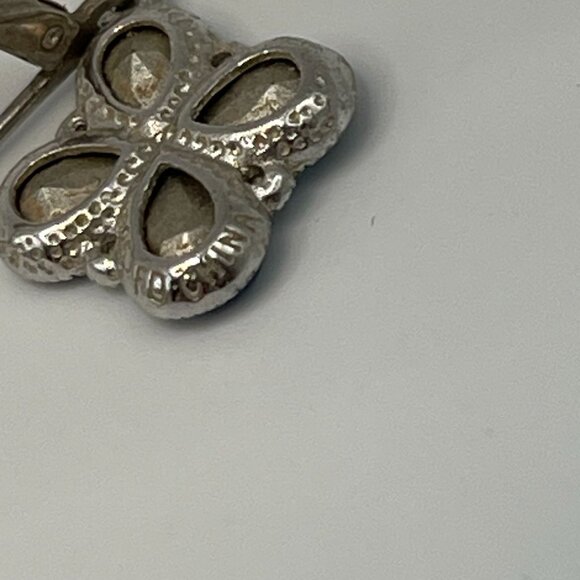 Sterling Silver 925 Blue Topaz Clover Drop Earrings Leverback Hook - Picture 8 of 11